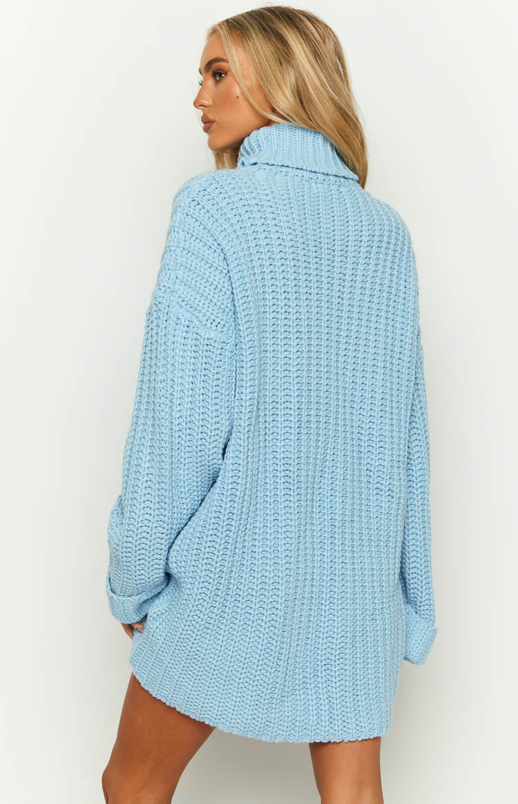 light blue sweater dress